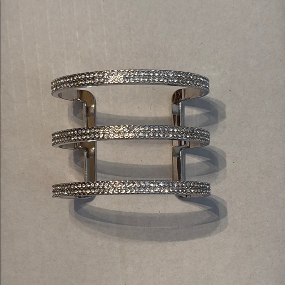 Vince Camuto Silver 3-Row Pave Cuff Bracelet One Size - Picture 4 of 9